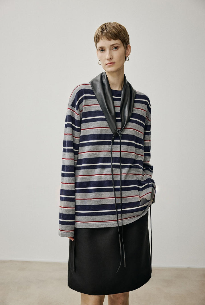Damen Oversized Strickpullover mit zeitgemäßem Streifenmuster Drune