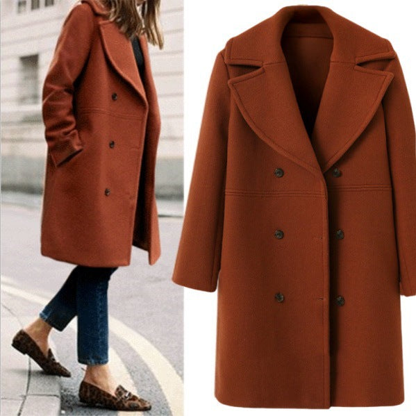 Damen Eleganter Doppelt-knopf Mantel mit modernem Revers Drune