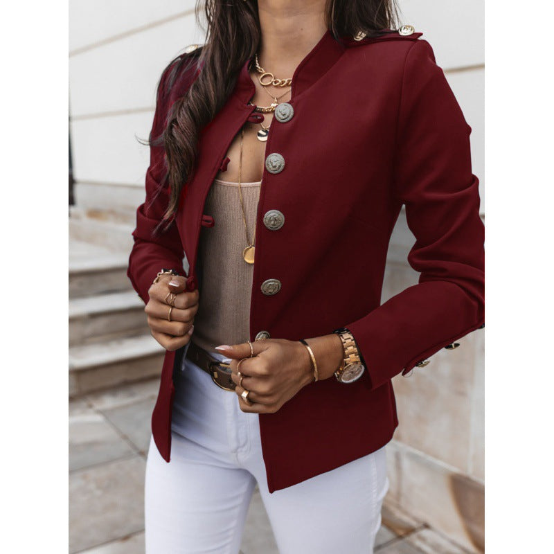 Damen modischer Blazer mit knopfverzierten Details Drune
