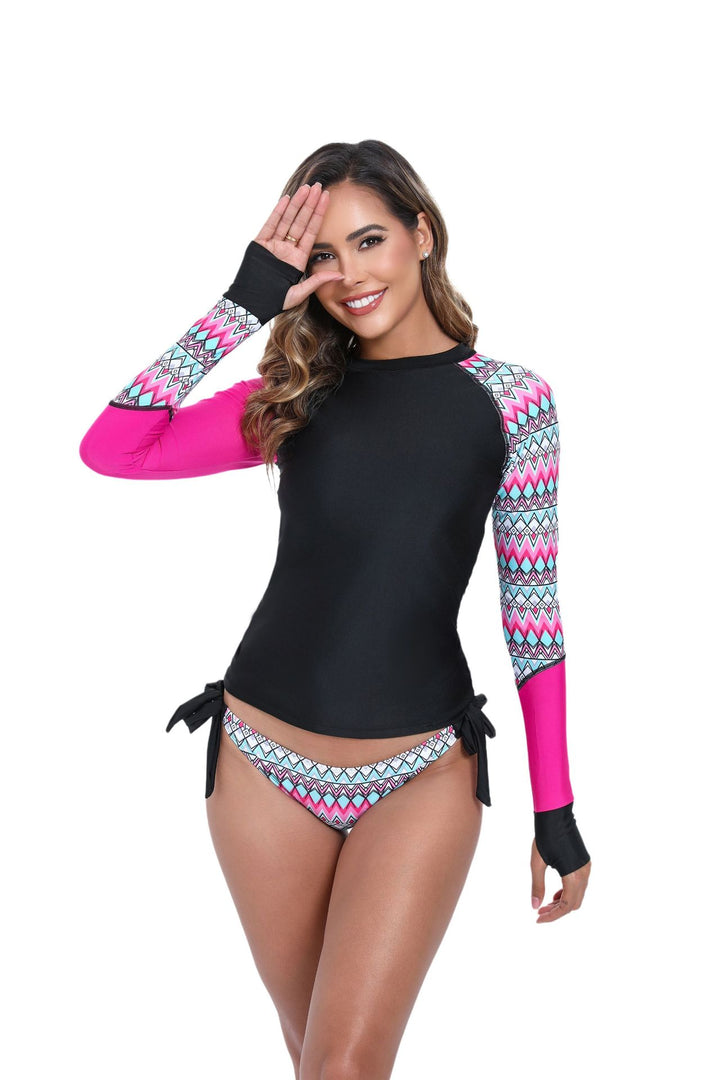 Damen Sportlicher Rashguard mit langem Arm und einzigartigem Design Drune