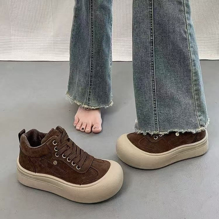 Damen Chunky Sneakers mit weichem Veloursleder und dämpfender Sohle Drune