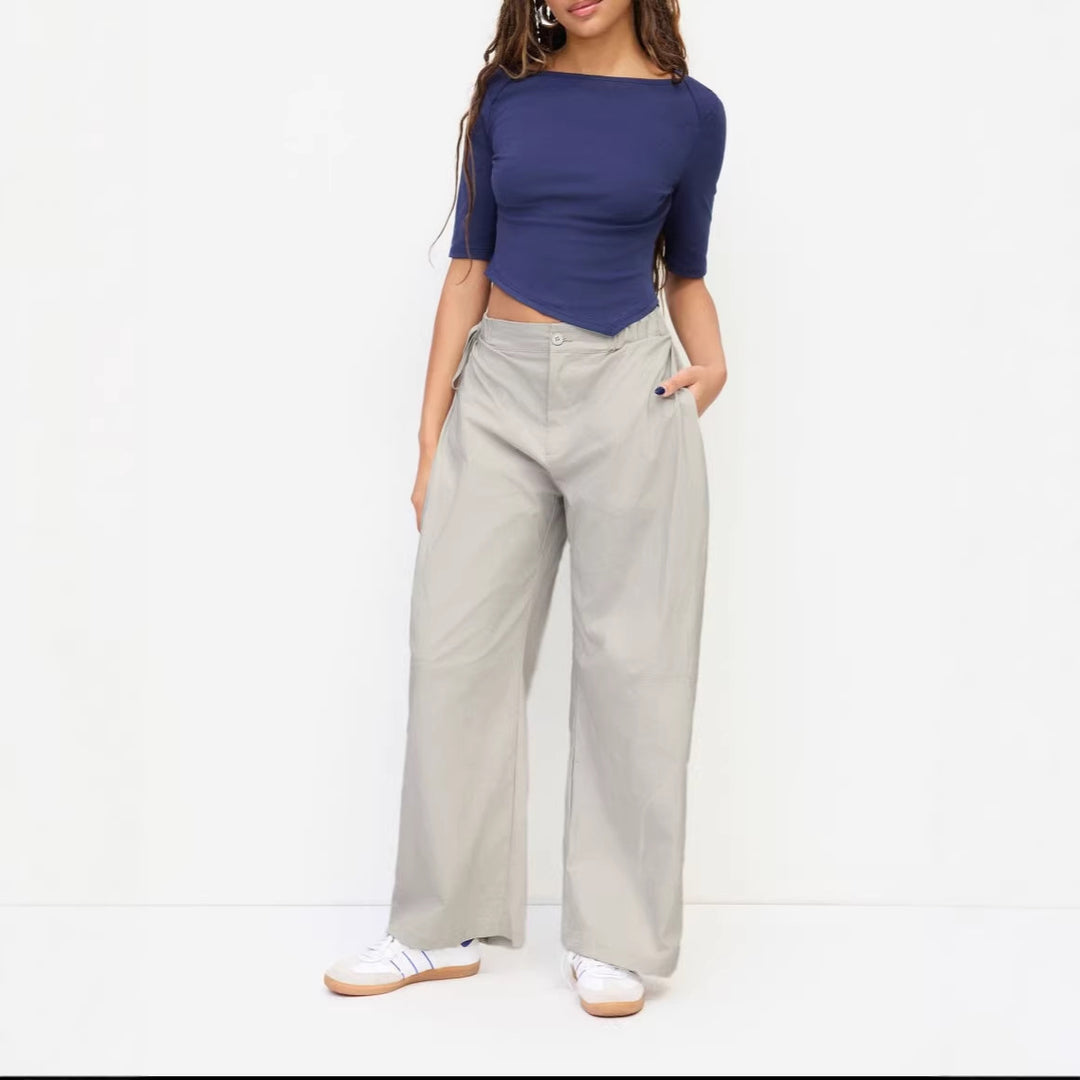 Damen lässige Culotte-Hose mit elastischem Bund und praktischen Seitentaschen Drune