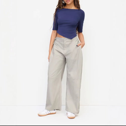 Damen lässige Culotte-Hose mit elastischem Bund und praktischen Seitentaschen Drune