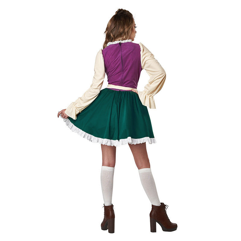 Damen nan traditionelles Dirndlkleid mit Schürze, geschnürter Corsage und Volantärmel Drune