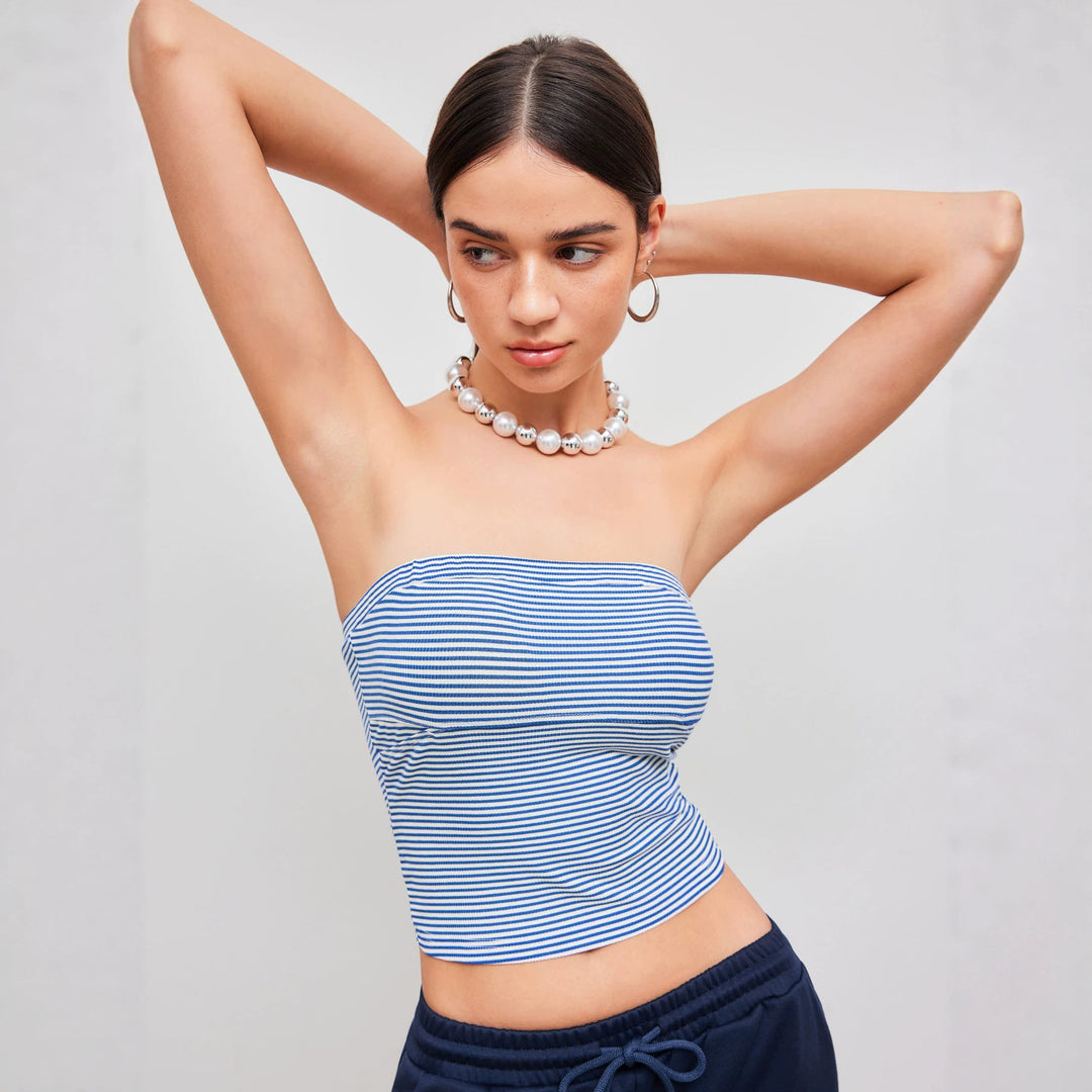 Damen Bandeau-Top mit feinen Streifen Drune