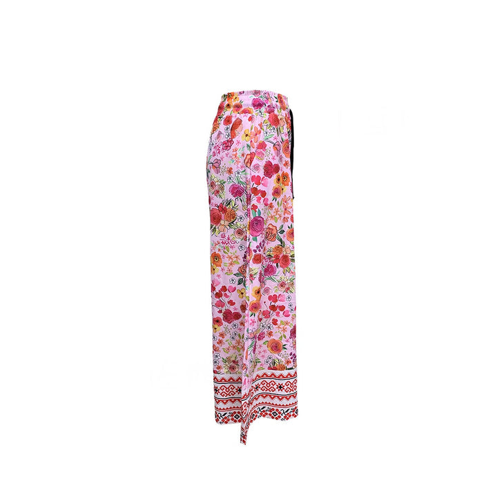 Damen Weite Blumenhose mit elastischem Bund und praktischen Taschen Drune