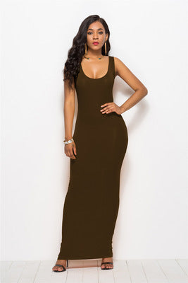 Damen Bodycon Maxikleid mit tiefem Ausschnitt und figurbetontem Schnitt Drune