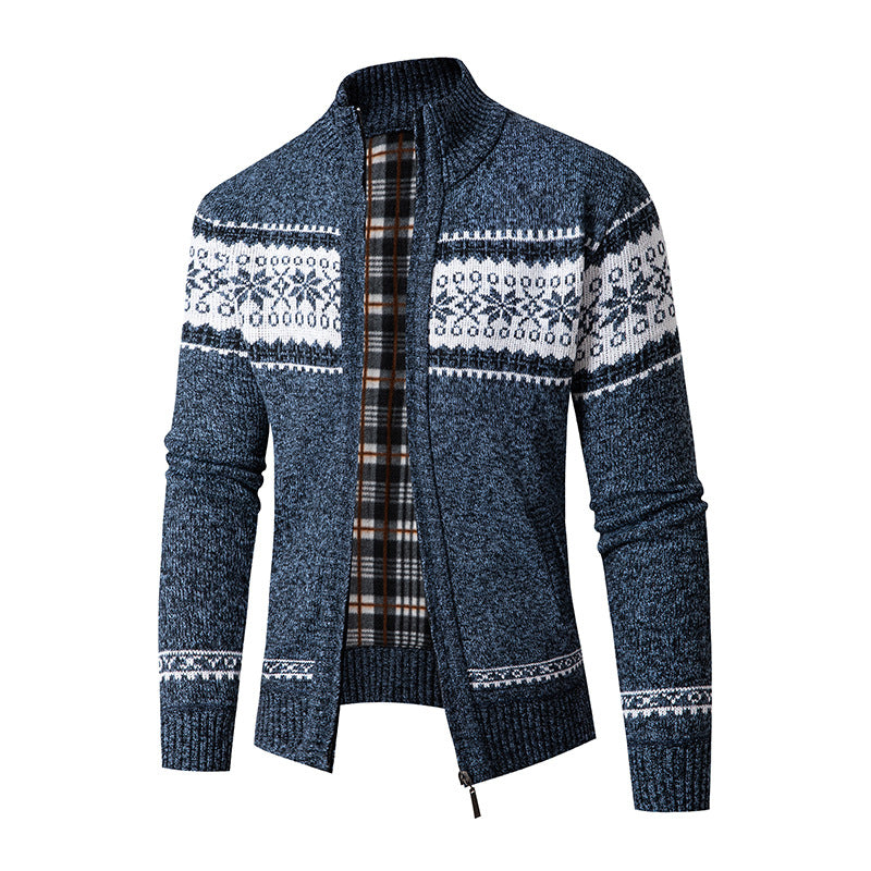 Herren Strickjacke mit hohem Kragen und modernem Zipper Drune