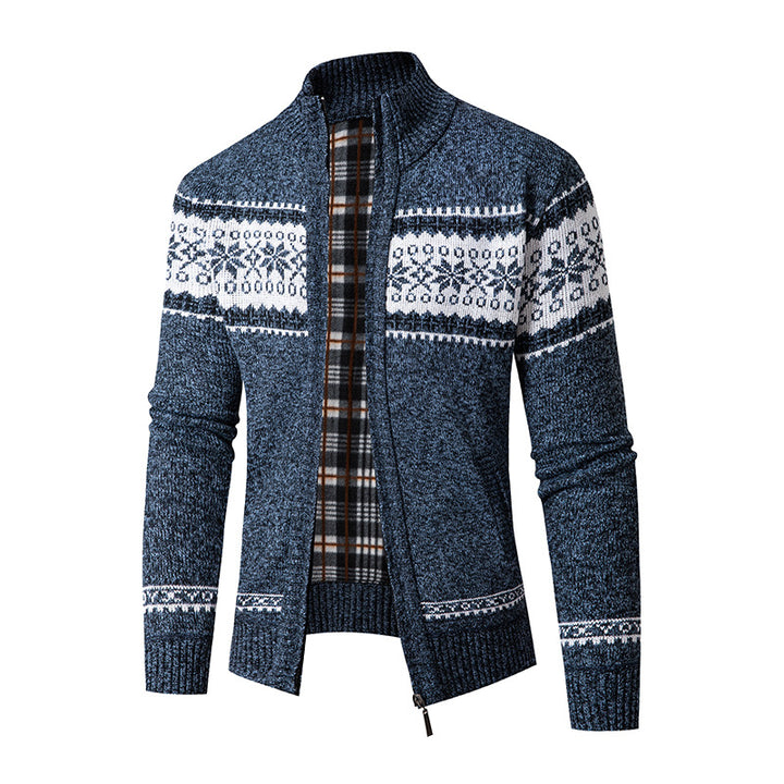 Herren Strickjacke mit hohem Kragen und modernem Zipper Drune