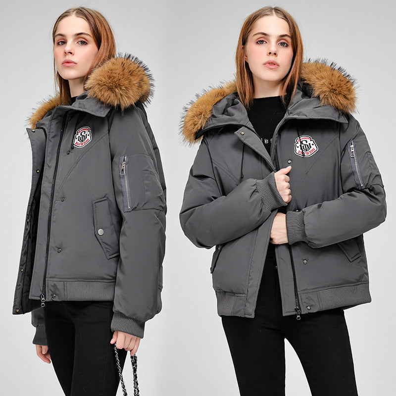Damen Sportliche Pufferjacke mit abnehmbarem Kunstfellkragen und praktischen Taschen Drune