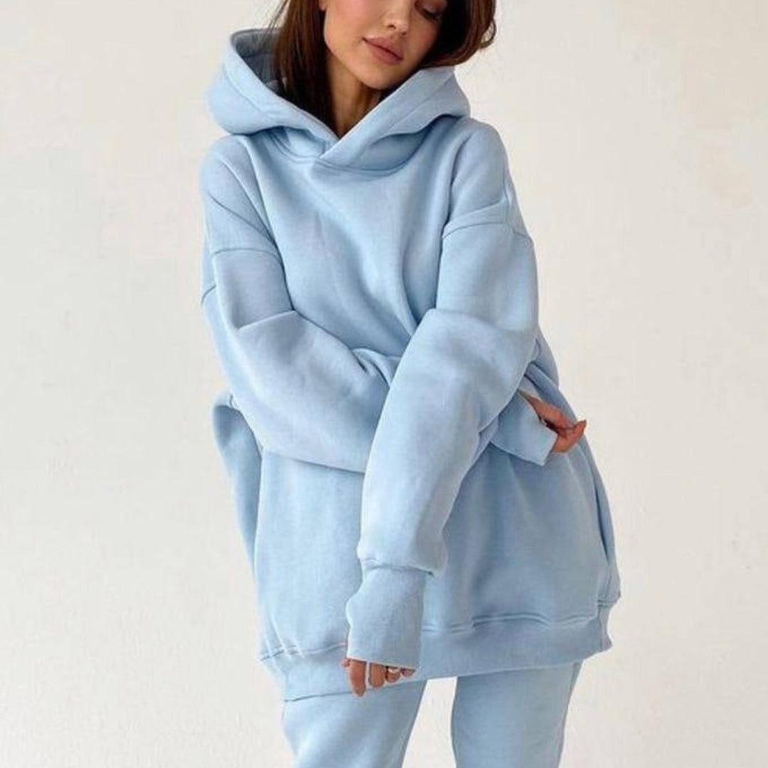 Damen nan oversized Kapuzen-Loungewear-Set mit extragroßer Kapuze und taillierter Jogginghose Drune