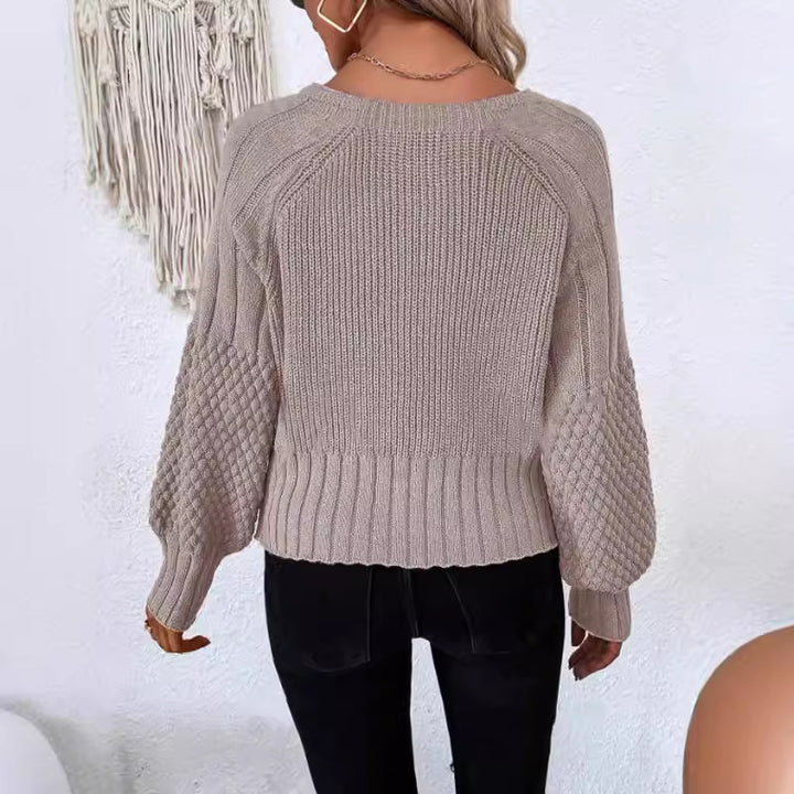 Damen Grobstrickcardigan mit knöpfbaren Details und strukturierten Ärmeln Drune