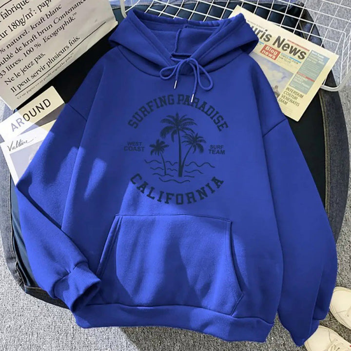 Damen Kapuzenpullover mit lässigem Surf-Motiv und hochwertiger Baumwollmischung Drune