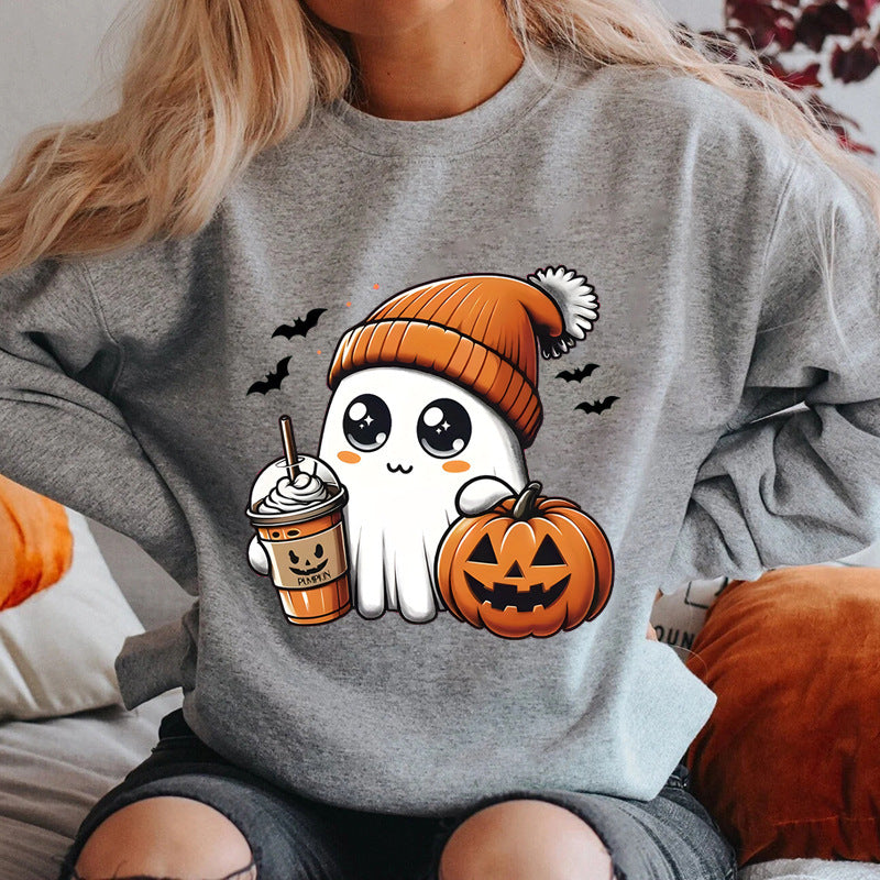 Damen Sweatshirt mit verspieltem Halloween-Grafikdesign Drune