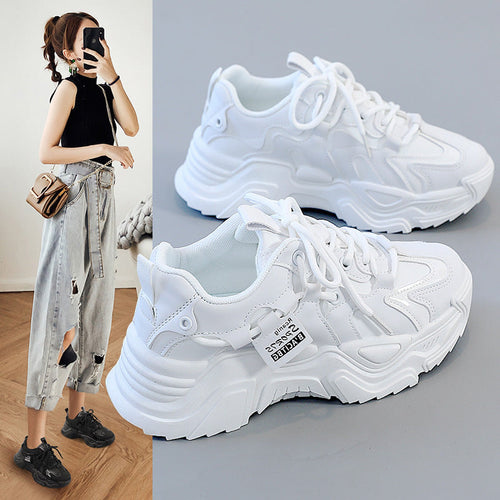 Damen modische Chunky Sneakers mit atmungsaktiver Mesh-Oberfläche und dämpfendem Sohlenprofil Drune