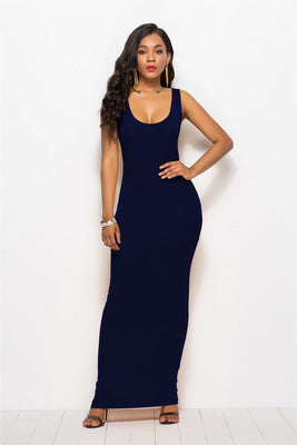 Damen Bodycon Maxikleid mit tiefem Ausschnitt und figurbetontem Schnitt Drune