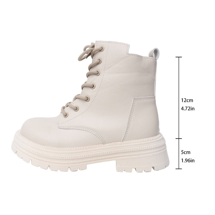Damen Schnürstiefel mit seitlichem Reißverschluss und robuster Sohle Drune