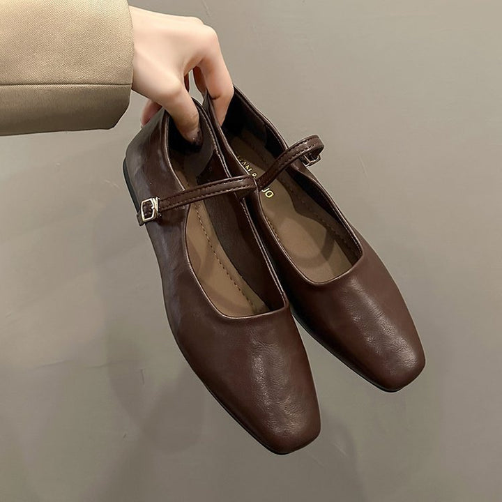 Damen elegante Mary Jane Ballerinas mit klassischem Riemchen und komfortablem Fußbett Drune