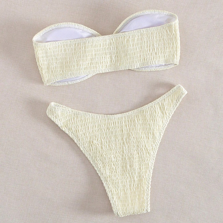 Damen Bandeau-Bikini mit Rüschendetails und modischem Schmuckakzent Drune