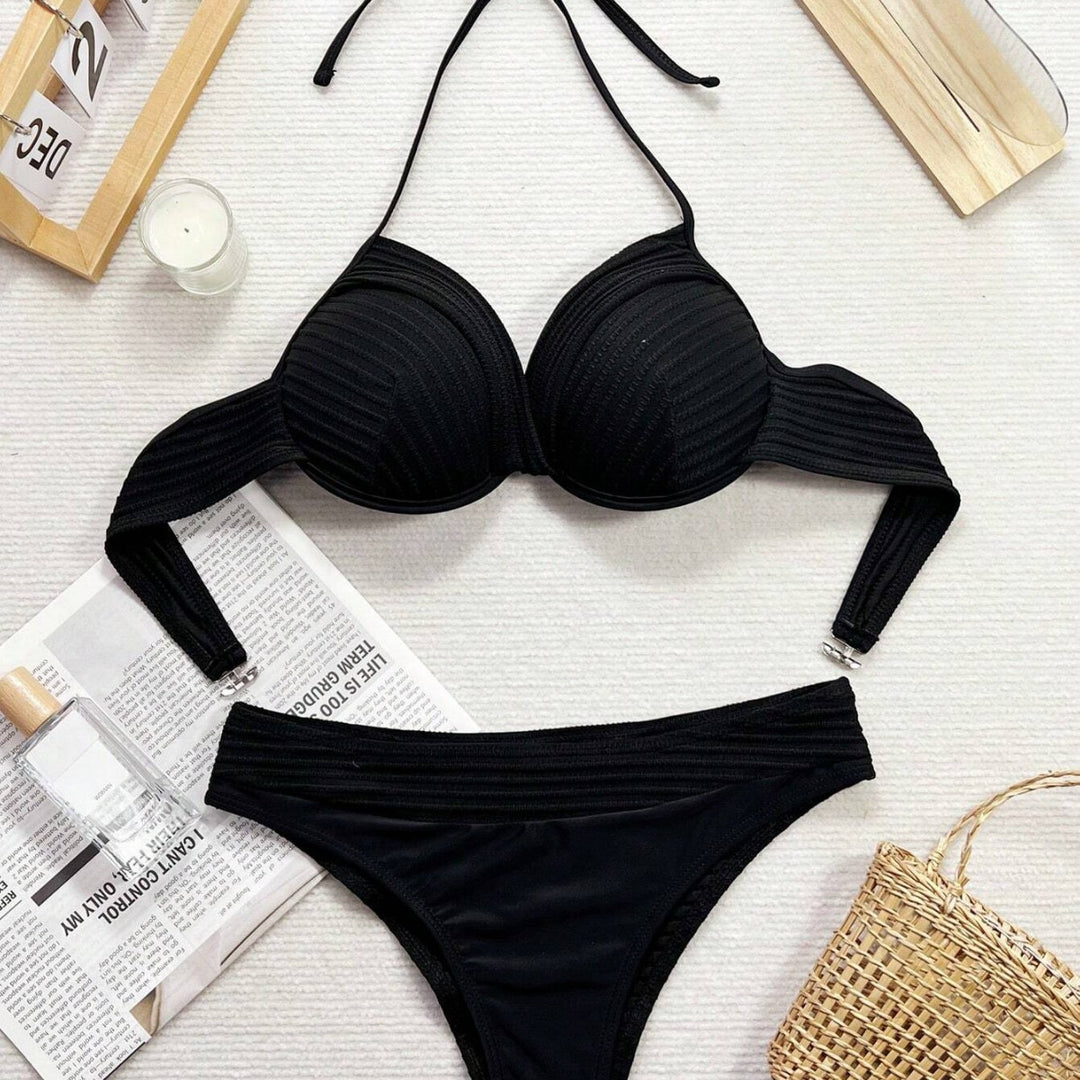 Damen Bikini-Set mit raffiniertem Wickeloberteil und hoch taillierten Höschen Drune