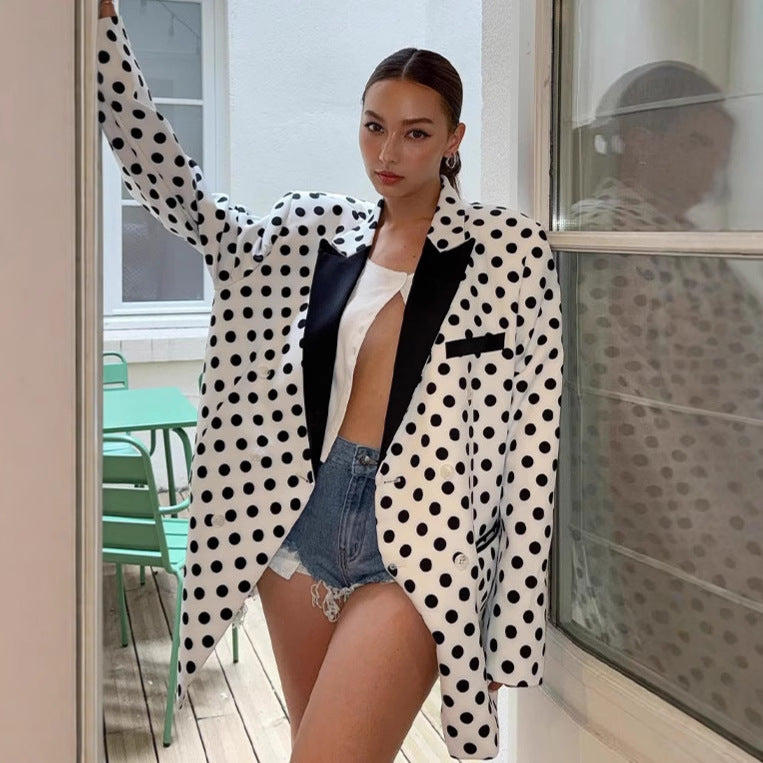 Damen Oversized Blazer mit Punkten Drune
