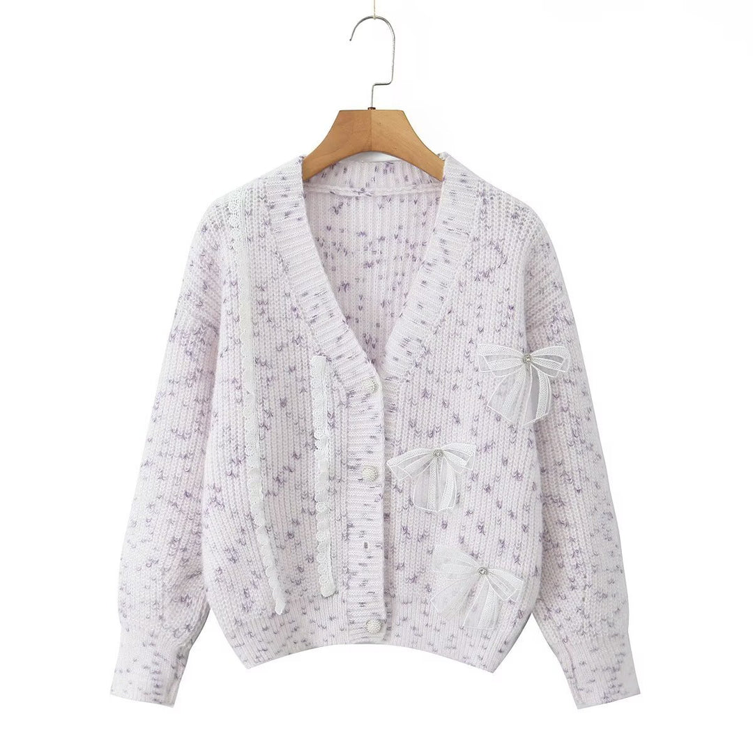 Damen Kuschelige Strickjacke mit zarten Schleifendetails Drune