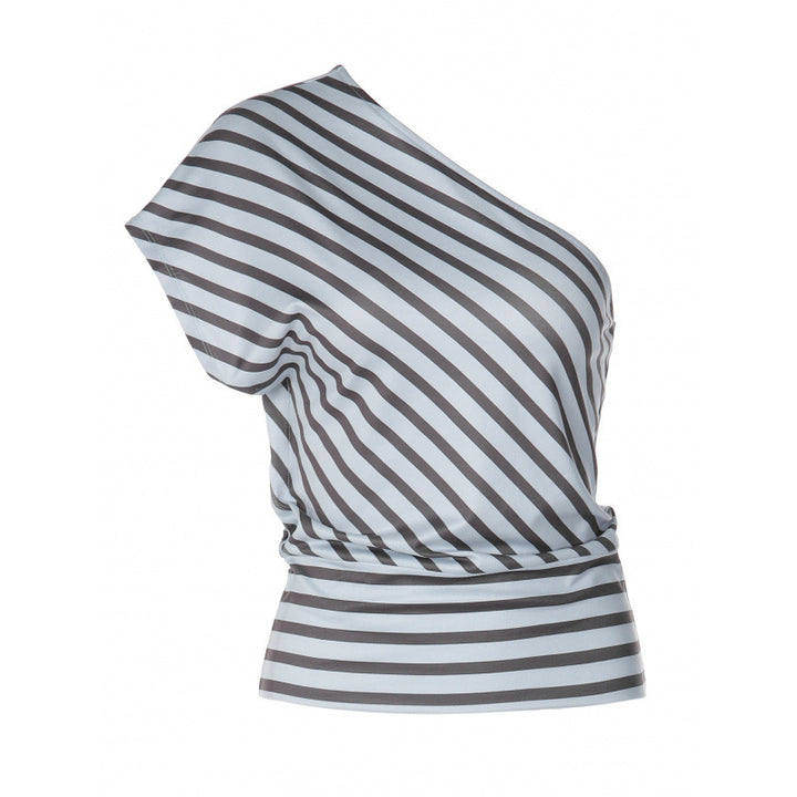 Damen asymmetrisches gestreiftes Wickeloberteil Drune