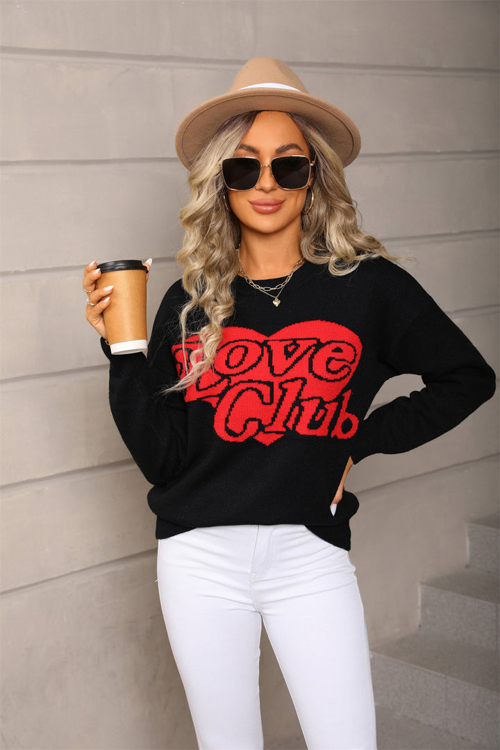 Damen Pullover mit auffälligem Schriftzug und großzügigem Schnitt Drune