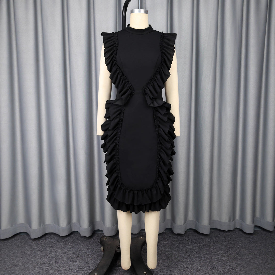 Damen Designer Kleid mit Rüschendetails Drune