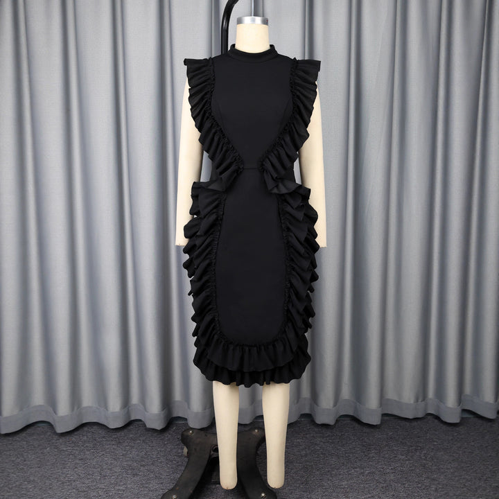 Damen Designer Kleid mit Rüschendetails Drune
