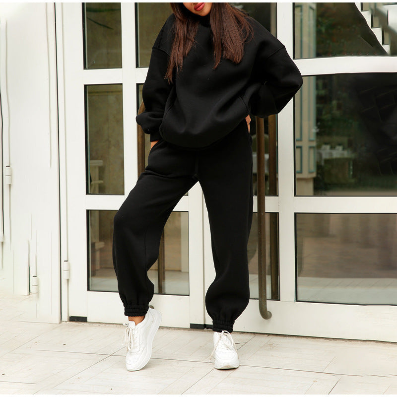 Damen lässiger Jogginganzug mit weichem Material und elastischem Bund Drune