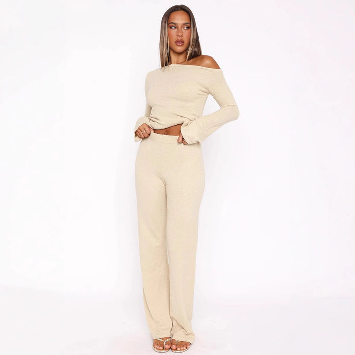 Damen Elegantes Lounge-Set mit asymmetrischem Oberteil und weitem Bein Drune