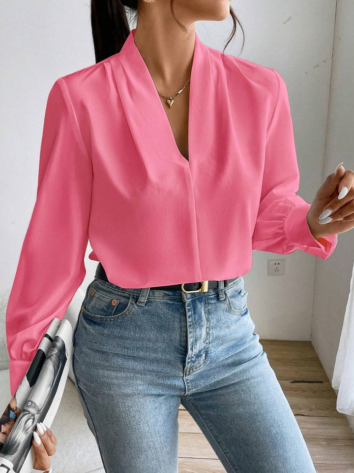Drune | Satinbluse Mit V-ausschnitt Und Puffärmeln Für Damen