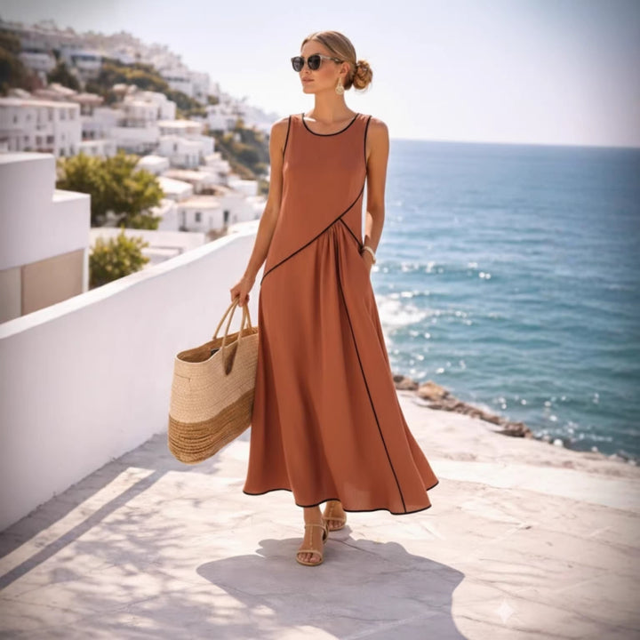 Damen Maxikleid mit fließendem Schnitt und asymmetrischem Design Drune
