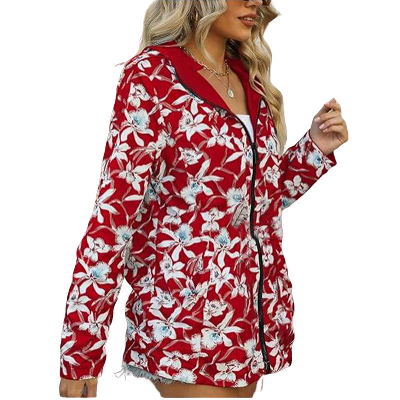 Damen leichte Übergangsjacke mit floralem Innenfutter Drune