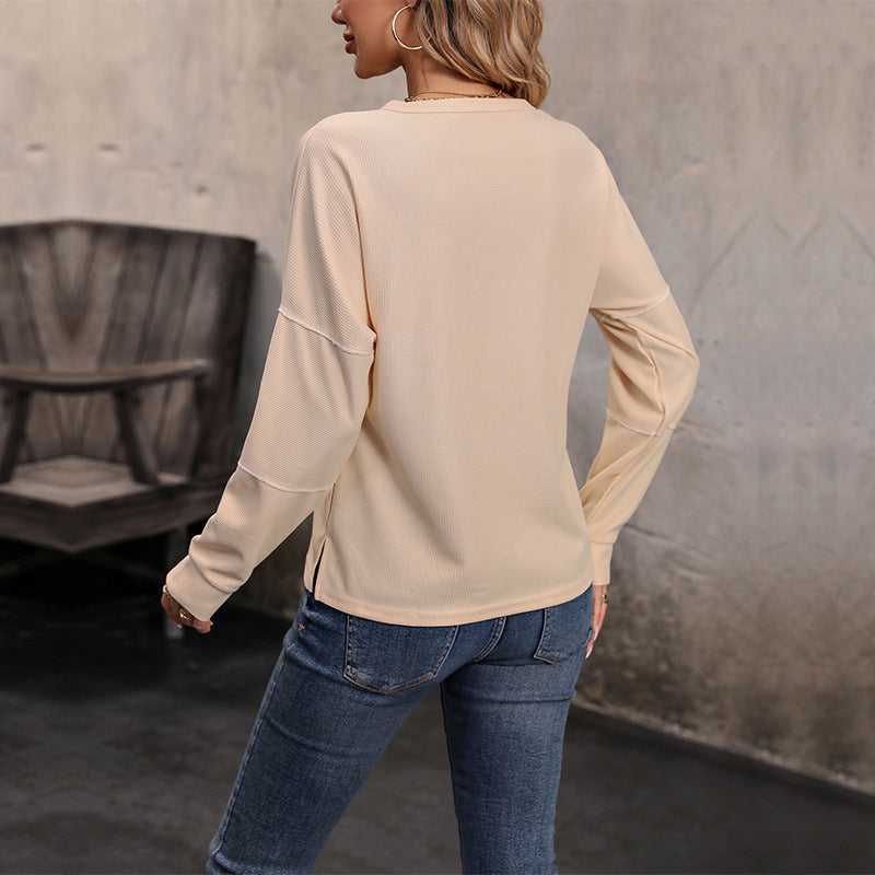 Damen Langarmshirt mit Knopfleiste und strukturiertem Design Drune
