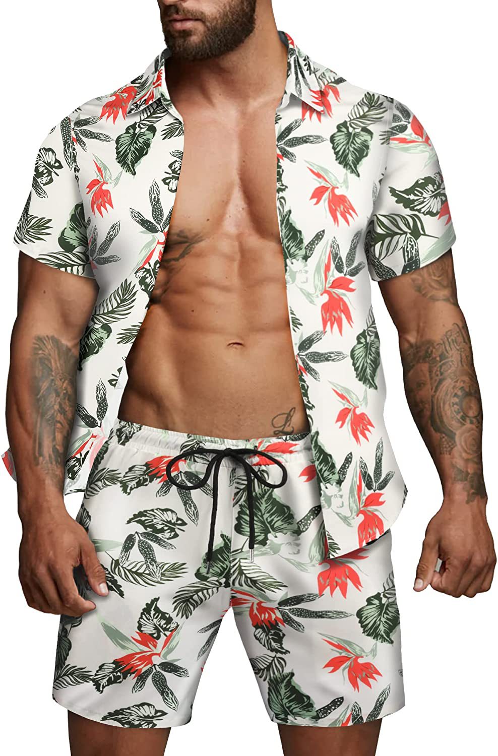 Herren kurzärmliges Hemd und Badeshorts Set Drune