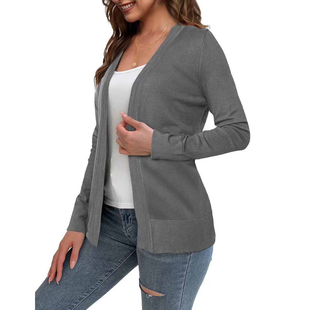Damen Langarm Strickjacke mit offenem Design und praktischen Taschen Drune