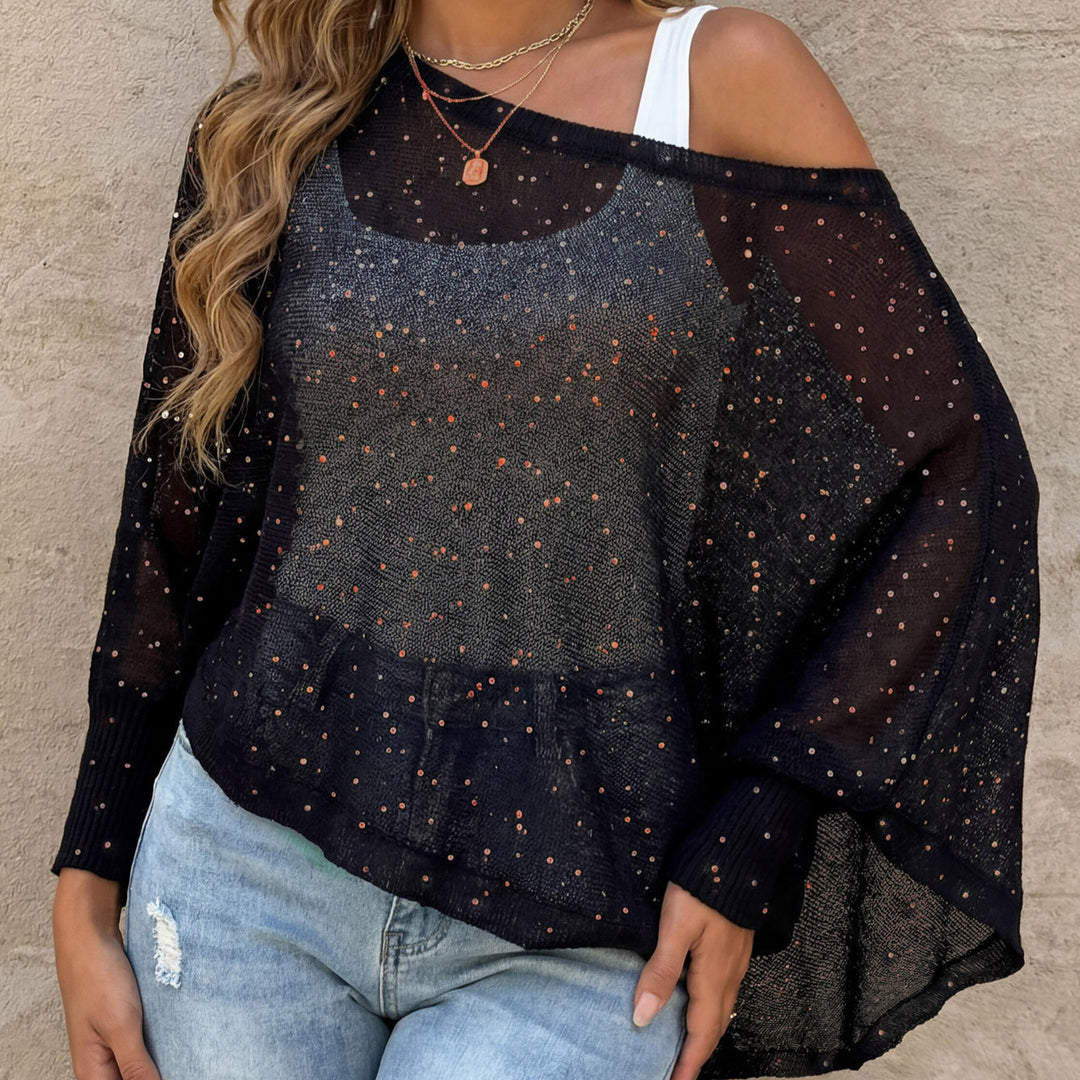 Damen luftiger Strandpullover mit funkelndem Glitzer Drune