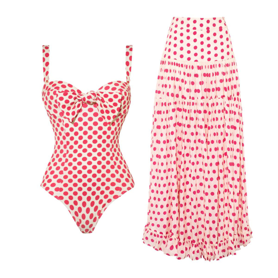 Damen Bikiniset mit Bandeau-Oberteil und Rüschenshorts Drune