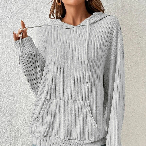 Damen lässiger Kapuzenpullover mit strukturiertem Design und praktischen Taschen Drune