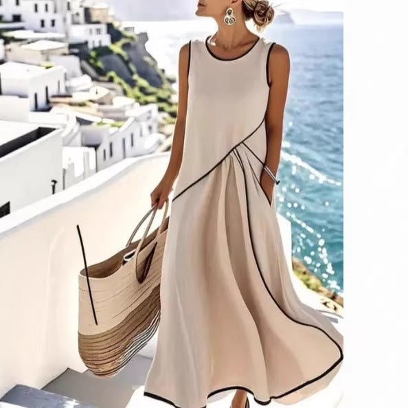 Damen Maxikleid mit asymmetrischem Schnitt und praktischen Taschen Drune