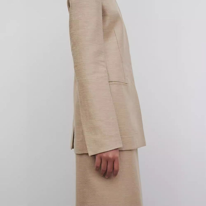 Damen Eleganter und strukturierter Blazer mit minimalistischer Knopfleiste Drune
