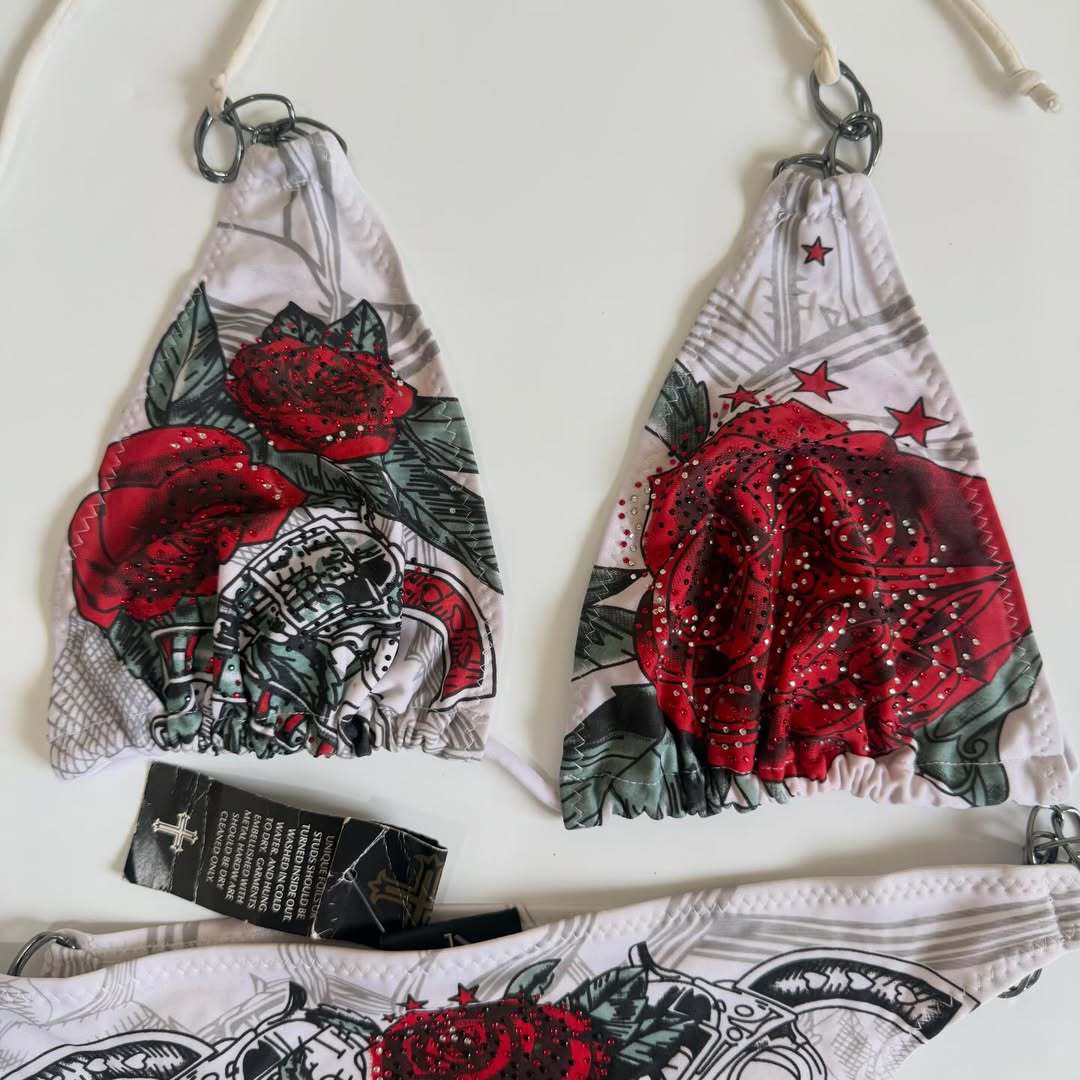 Damen Bikini-Set mit floralen Akzenten und Dekoration Drune
