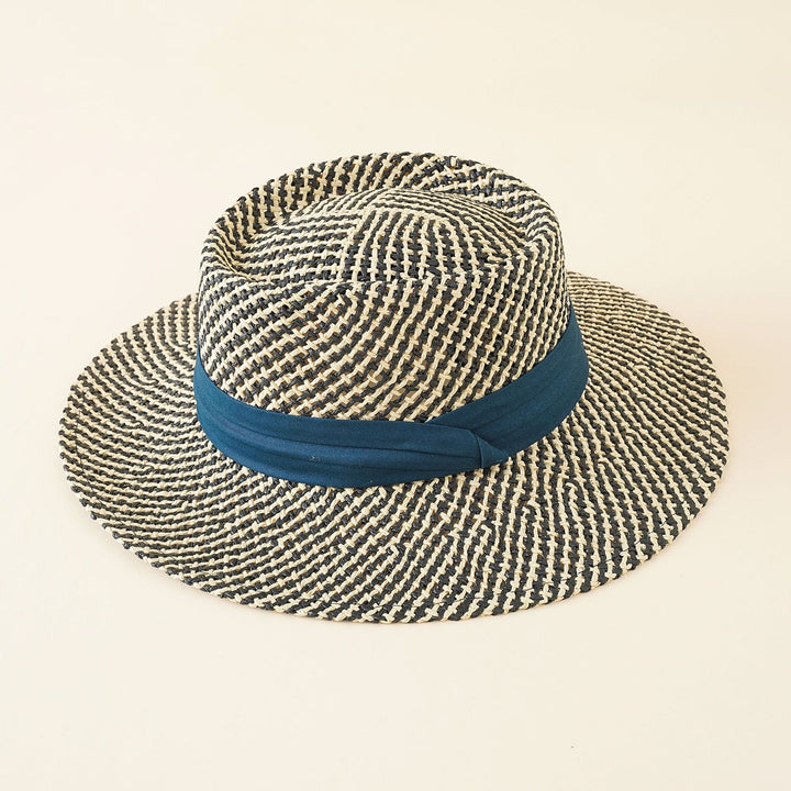 Damen Strohhut mit breiter Krempe und elegantem Kontrastband Drune