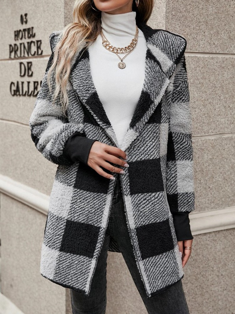 Damen Kuschelige Karojacke mit weichem Material und lässiger Passform Drune