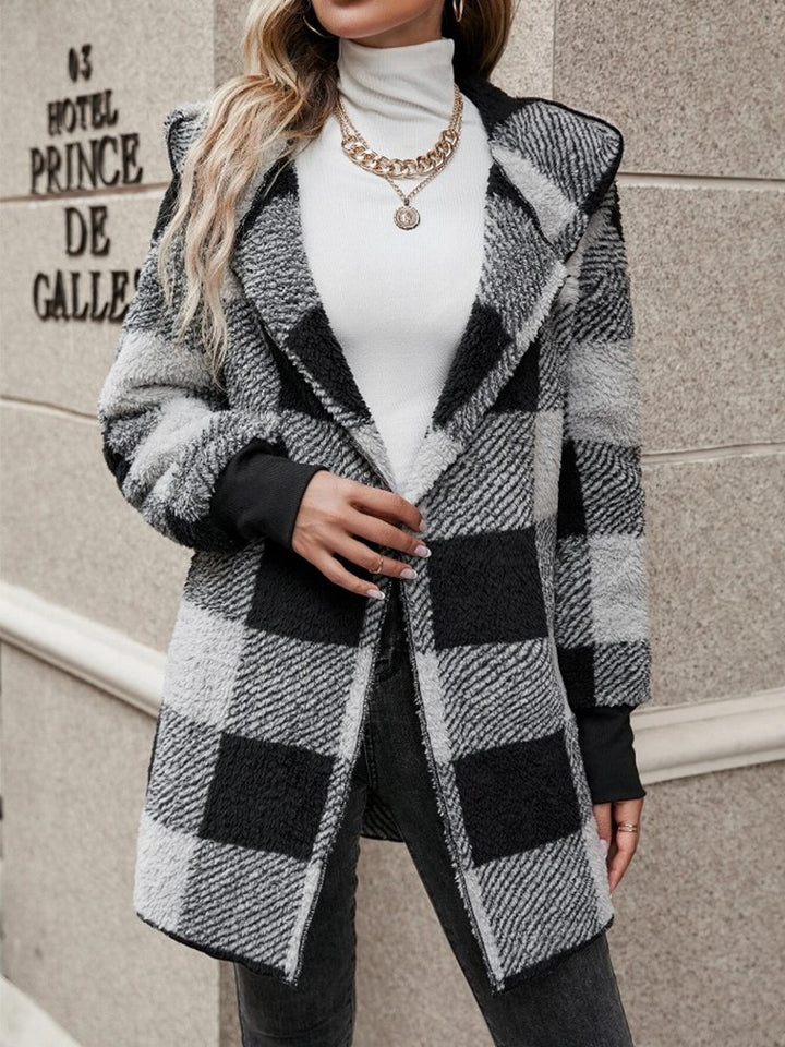 Damen Kuschelige Karojacke mit weichem Material und lässiger Passform Drune