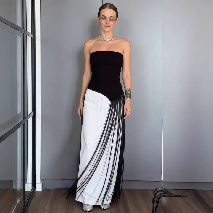 Damen Maxikleid mit schimmerndem Fransen-Design Drune