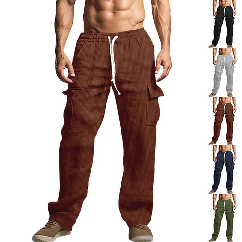 Herren Cargohose aus komfortablem Waffelmaterial mit verstellbarem Bund Drune