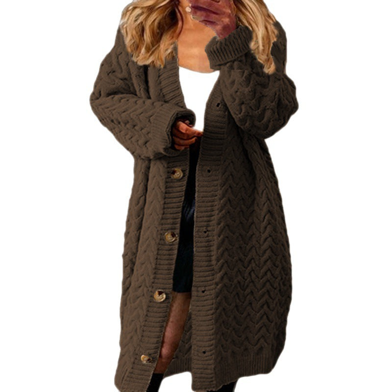Damen Grobstrick Cardigan mit Knopfdetails und strukturiertem Muster Drune